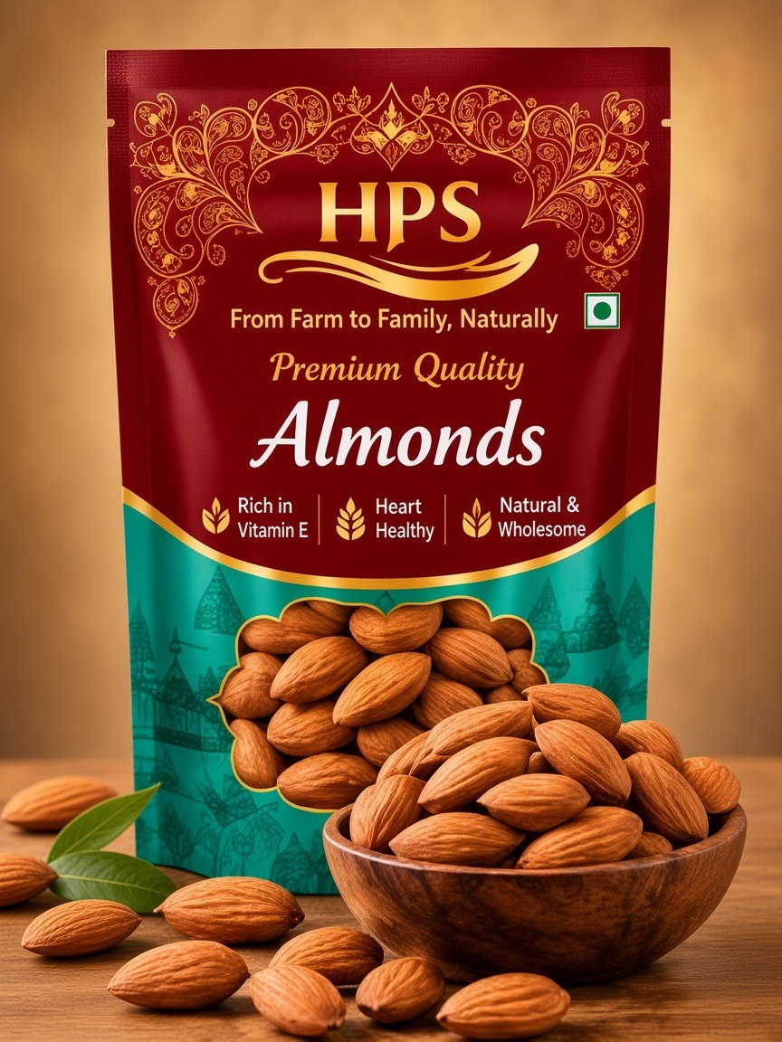 HPS almonds packet with almonds
